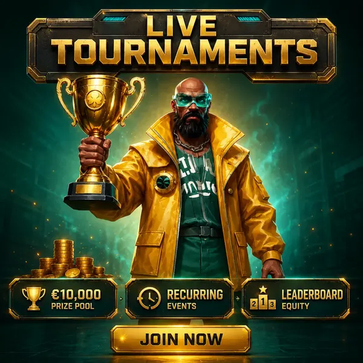 Der Vorarbeiter hebt goldenen Pokal bei Live-Turnieren und Bestenlisten für Stammspieler im Live-Casino