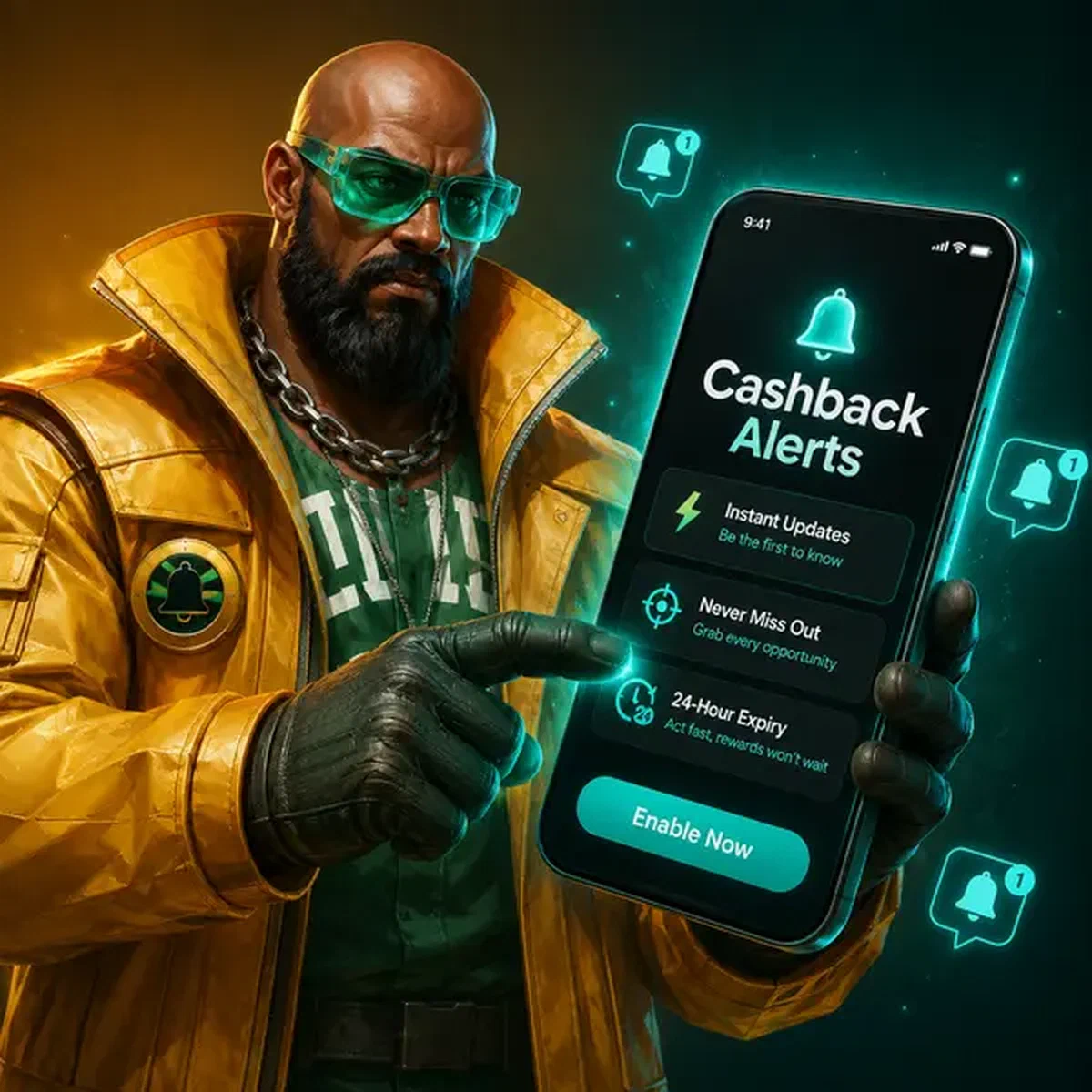 Vorarbeiter aktiviert Push-Benachrichtigungen für Cashback-Benachrichtigungen in der [Brand] Mobile App
