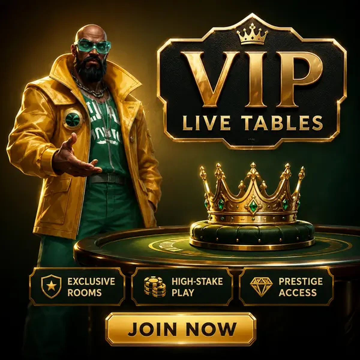 VIP-Spieler gestikuliert in Richtung goldener Krone an exklusiven Live-Tischen mit Premium-Zugang